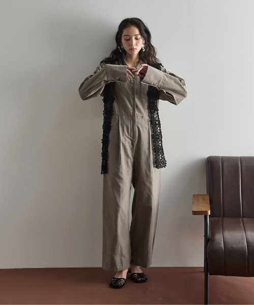 THE YOn（ザヨン）の「シャンブレーシャツオールインワン（つなぎ/オールインワン・レディース・ブラウン/ピンク/ストライプ・FREE）」の12枚目の写真