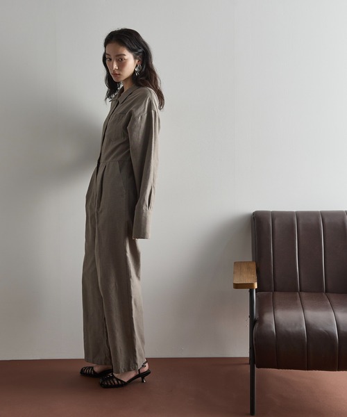 THE YOn（ザヨン）の「シャンブレーシャツオールインワン（つなぎ/オールインワン・レディース・ブラウン/ピンク/ストライプ・FREE）」の9枚目の写真