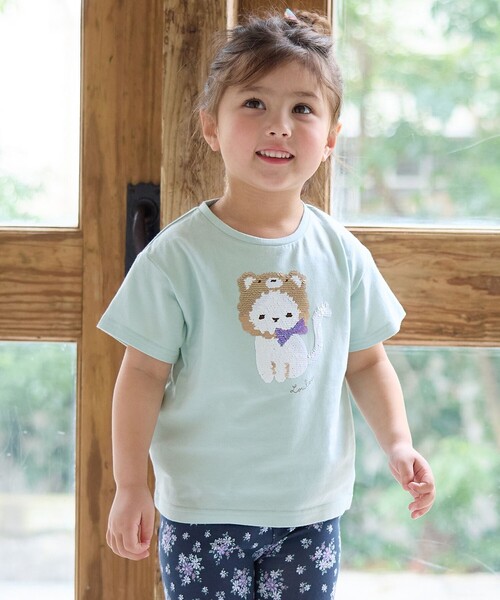 ANY(エニィ)の「ミラクルスパンコールTシャツ(Tシャツ/カットソー・キッズ・ピンク系/ホワイト系/ライトグリーン系・100/110/120/130)」の2枚目の写真