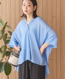 接触冷感Vネックシアー半袖BIGシャツ