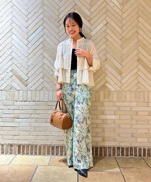 Jines(ジネス)の「AMARAボタニカルプリントワイドパンツ(その他パンツ・レディース・グリーン・38)」の16枚目の写真