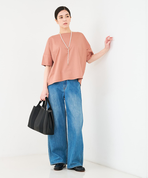 collex（コレックス）の「【接触冷感・UVカット】コンパクトクールTシャツ（Tシャツ/カットソー・レディース・ホワイト/ライトブルー/チャコールグレー/ピンクベージュ・フリー）」の5枚目の写真