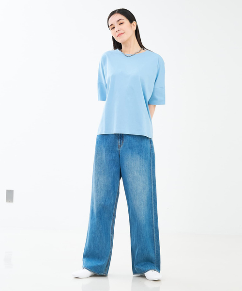 collex（コレックス）の「【接触冷感・UVカット】コンパクトクールTシャツ（Tシャツ/カットソー・レディース・ホワイト/ライトブルー/チャコールグレー/ピンクベージュ・フリー）」の7枚目の写真