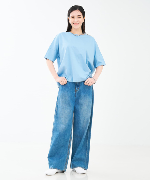 collex（コレックス）の「【接触冷感・UVカット】コンパクトクールTシャツ（Tシャツ/カットソー・レディース・ホワイト/ライトブルー/チャコールグレー/ピンクベージュ・フリー）」の8枚目の写真