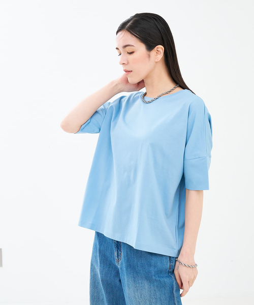 collex（コレックス）の「【接触冷感・UVカット】コンパクトクールTシャツ（Tシャツ/カットソー・レディース・ホワイト/ライトブルー/チャコールグレー/ピンクベージュ・フリー）」の10枚目の写真