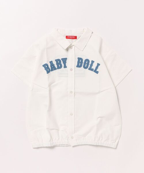 BABYDOLL(ベビードール)の「ロゴワッペン半袖 シャツ 0339K(ボトムス別売)(シャツ/ブラウス・キッズ・ライトインディゴブルー/オフホワイト・90cm/100cm/110cm/120cm/130cm/80cm/140cm)」の1枚目の写真