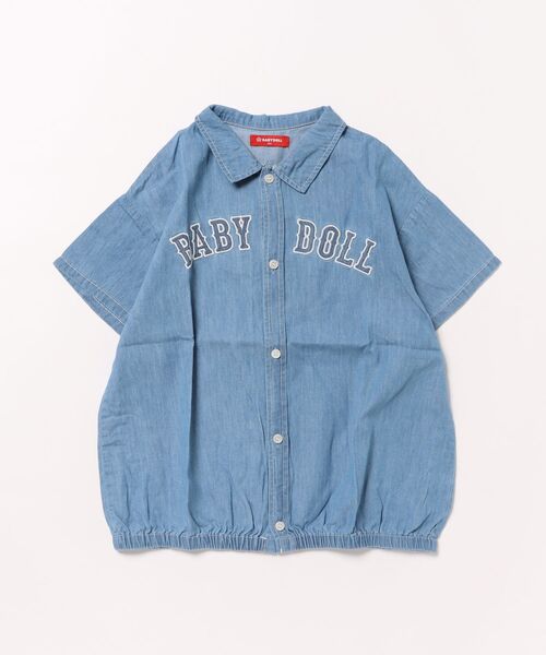 BABYDOLL(ベビードール)の「ロゴワッペン半袖 シャツ 0339K(ボトムス別売)(シャツ/ブラウス・キッズ・ライトインディゴブルー/オフホワイト・90cm/100cm/110cm/120cm/130cm/80cm/140cm)」の3枚目の写真