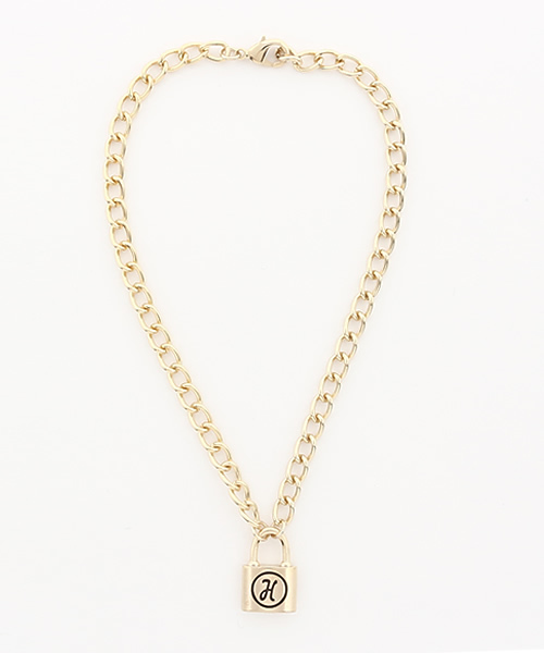 HYSTERIC MINI(ヒステリックミニ)の「“H”padlock chain ネックレス(ネックレス・キッズ・ブラック/シルバー/ゴールド/レッド・FREE)」の3枚目の写真