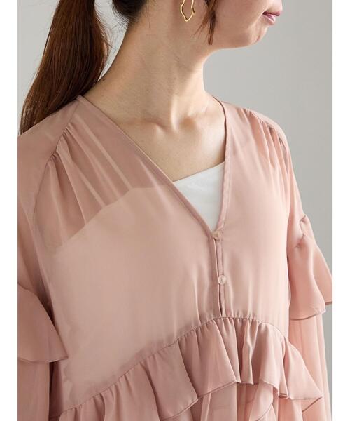 Te chichi(テチチ)の「ラッフルフリルシアーチュニック《2025spring catalog item》(チュニック・レディース・チャコールグレー/ピンク・F)」の9枚目の写真