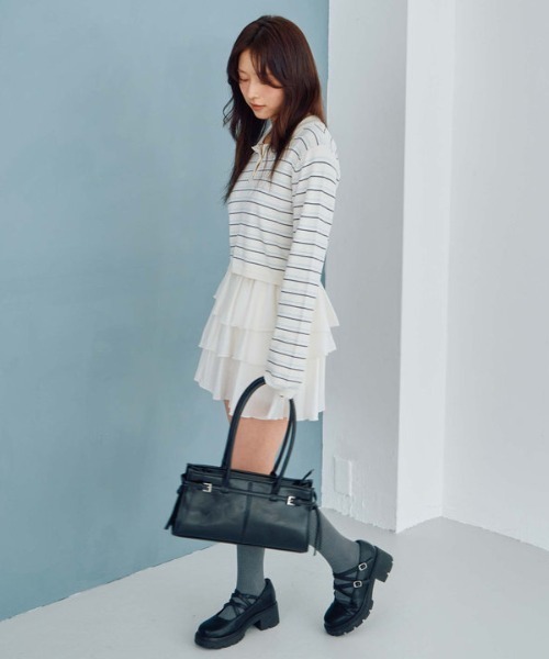 archives（アルシーヴ）の「合皮横長バッグ（ハンドバッグ・レディース・ベージュ/ブラック・FREE）」の12枚目の写真