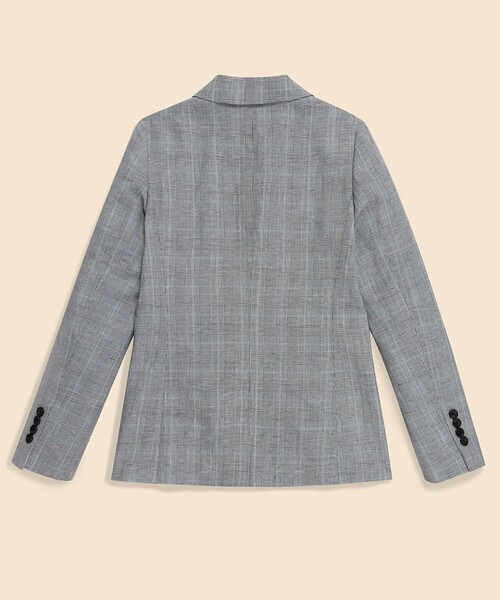 BROOKS BROTHERS（ブルックスブラザーズ）の「リネン／コットン　グレンチェック　ダブル４ボタン　ピークトラペルジャケット（テーラードジャケット・レディース・グレー・0/2/4/6/8）」の2枚目の写真