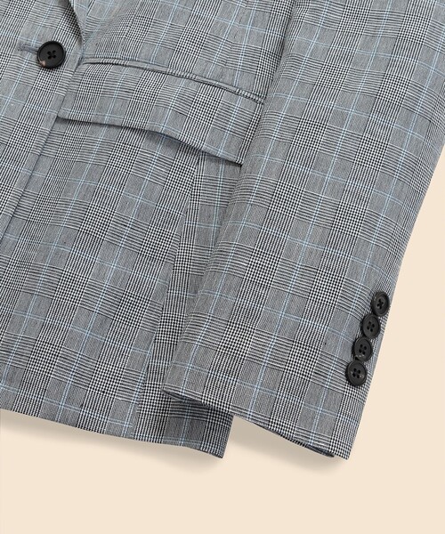 BROOKS BROTHERS（ブルックスブラザーズ）の「リネン／コットン　グレンチェック　ダブル４ボタン　ピークトラペルジャケット（テーラードジャケット・レディース・グレー・0/2/4/6/8）」の3枚目の写真