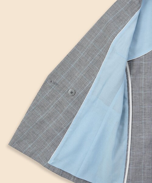 BROOKS BROTHERS（ブルックスブラザーズ）の「リネン／コットン　グレンチェック　ダブル４ボタン　ピークトラペルジャケット（テーラードジャケット・レディース・グレー・0/2/4/6/8）」の5枚目の写真