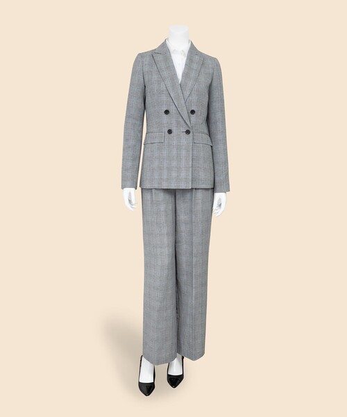 BROOKS BROTHERS（ブルックスブラザーズ）の「リネン／コットン　グレンチェック　ダブル４ボタン　ピークトラペルジャケット（テーラードジャケット・レディース・グレー・0/2/4/6/8）」の7枚目の写真