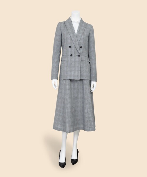 BROOKS BROTHERS（ブルックスブラザーズ）の「リネン／コットン　グレンチェック　ダブル４ボタン　ピークトラペルジャケット（テーラードジャケット・レディース・グレー・0/2/4/6/8）」の8枚目の写真