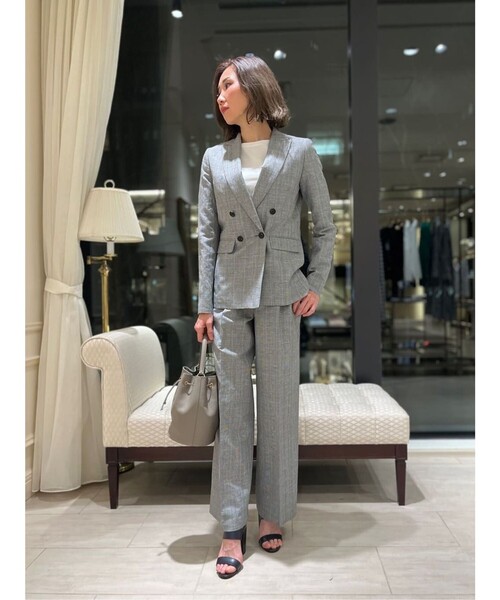 BROOKS BROTHERS（ブルックスブラザーズ）の「リネン／コットン　グレンチェック　ダブル４ボタン　ピークトラペルジャケット（テーラードジャケット・レディース・グレー・0/2/4/6/8）」の9枚目の写真