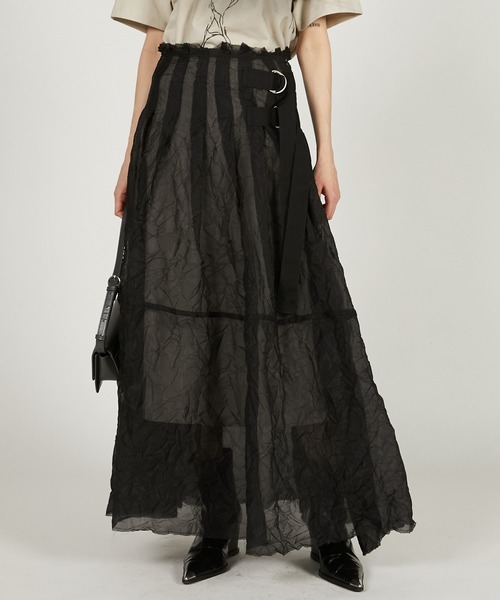 PRANK PROJECT（プランクプロジェクト）の「クリンクルオーガンザスカート / Crinkle Organza Skirt（スカート・レディース・ベージュ/ブラック・36/38）」の2枚目の写真