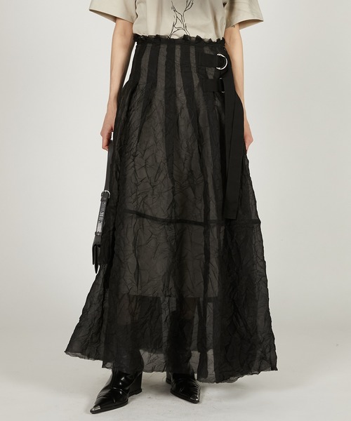 PRANK PROJECT（プランクプロジェクト）の「クリンクルオーガンザスカート / Crinkle Organza Skirt（スカート・レディース・ベージュ/ブラック・36/38）」の19枚目の写真