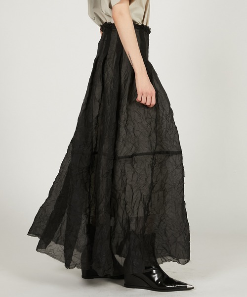 PRANK PROJECT（プランクプロジェクト）の「クリンクルオーガンザスカート / Crinkle Organza Skirt（スカート・レディース・ベージュ/ブラック・36/38）」の16枚目の写真
