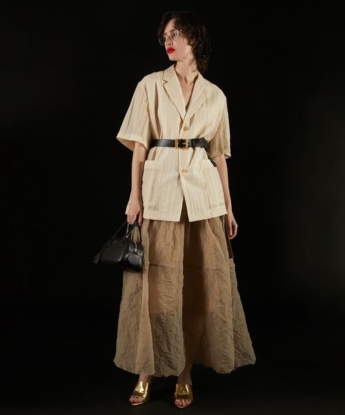 PRANK PROJECT（プランクプロジェクト）の「クリンクルオーガンザスカート / Crinkle Organza Skirt（スカート・レディース・ベージュ/ブラック・36/38）」の21枚目の写真