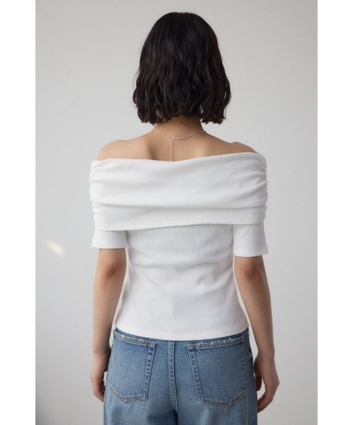 AZUL by moussy（アズールバイマウジー）の「オフショルダーリブトップス（Tシャツ/カットソー・レディース・オフホワイト/ホワイト系その他/ブラック/レッド・FREE）」の10枚目の写真