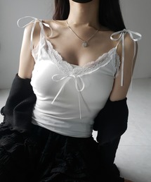 me+em select(~[ZNg)́y Scolor zRTe{[XuL~\[ ^ three satin ribbon lace lib camisole(L~\[)