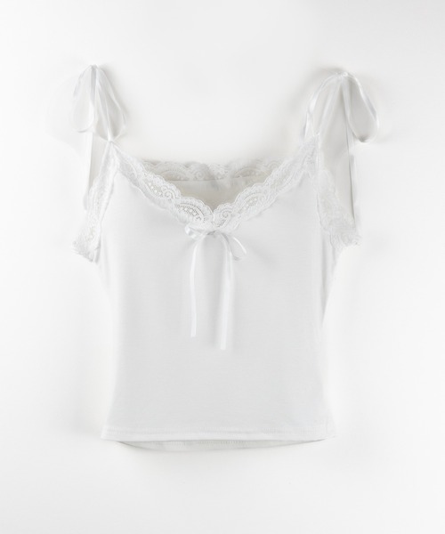 me+em select(ミームセレクト)の「【 4color 】3サテンリボンレースリブキャミソール / three satin ribbon lace lib camisole(キャミソール・レディース・グレー/グレー系1/ブラック/ホワイト・FREE)」の19枚目の写真