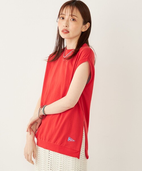 SHIPS Colors（シップス カラーズ）の「【SHIPS Colors別注】Allen A : USAコットン サイドジップ トップス（Tシャツ/カットソー・レディース・レッド/ブラック/オフホワイト/ブルー・ONE SIZE）」の4枚目の写真