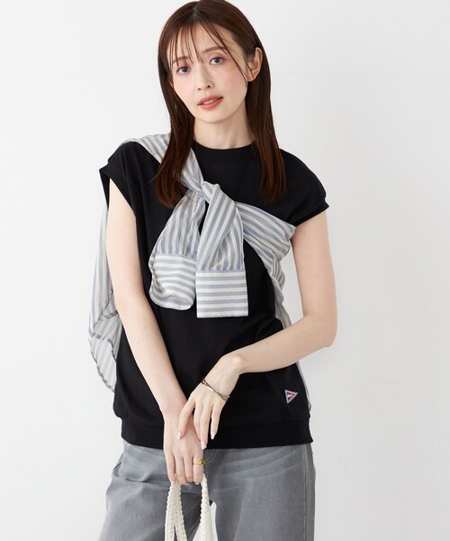 SHIPS Colors（シップス カラーズ）の「【SHIPS Colors別注】Allen A : USAコットン サイドジップ トップス（Tシャツ/カットソー・レディース・レッド/ブラック/オフホワイト/ブルー・ONE SIZE）」の16枚目の写真