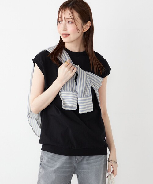 SHIPS Colors（シップス カラーズ）の「【SHIPS Colors別注】Allen A : USAコットン サイドジップ トップス（Tシャツ/カットソー・レディース・レッド/ブラック/オフホワイト/ブルー・ONE SIZE）」の15枚目の写真