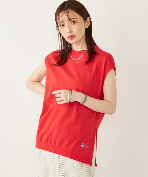 SHIPS Colors（シップス カラーズ）の「【SHIPS Colors別注】Allen A : USAコットン サイドジップ トップス（Tシャツ/カットソー・レディース・レッド/ブラック/オフホワイト/ブルー・ONE SIZE）」の12枚目の写真