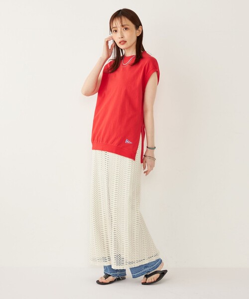 SHIPS Colors（シップス カラーズ）の「【SHIPS Colors別注】Allen A : USAコットン サイドジップ トップス（Tシャツ/カットソー・レディース・レッド/ブラック/オフホワイト/ブルー・ONE SIZE）」の9枚目の写真