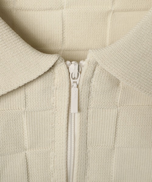 Bleme（ブレム）の「コンパクト ブロックチェック ダブルジップ　ドライタッチ ポロシャツ（ポロシャツ・メンズ・ネイビー/ブラック/オフホワイト・S/M/L/XL）」の16枚目の写真