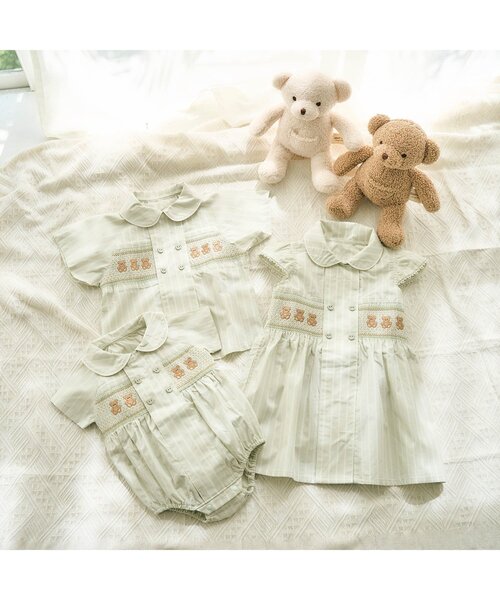 apres les cours（アプレレクール）の「tiny bear スモッキング刺繍ワンピース（ワンピース・キッズ・チェック/ストライプ・80/90/100/110/120）」の7枚目の写真
