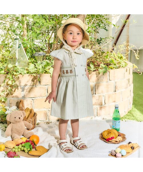 apres les cours（アプレレクール）の「tiny bear スモッキング刺繍ワンピース（ワンピース・キッズ・チェック/ストライプ・80/90/100/110/120）」の11枚目の写真