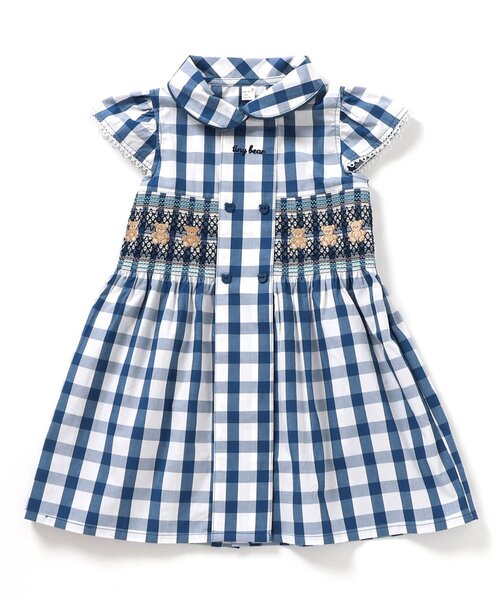 apres les cours（アプレレクール）の「tiny bear スモッキング刺繍ワンピース（ワンピース・キッズ・チェック/ストライプ・80/90/100/110/120）」の14枚目の写真
