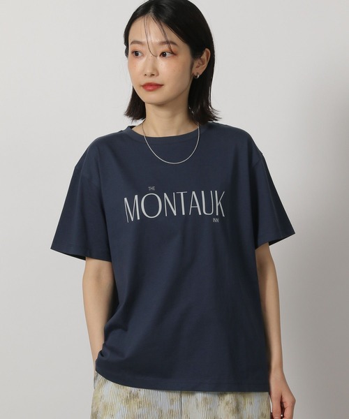 LAKOLE（ラコレ）の「coolfiberロゴTEE / 322588（Tシャツ/カットソー・レディース・ベージュ/オフホワイト/ネイビー/ブラック・FREE）」の4枚目の写真