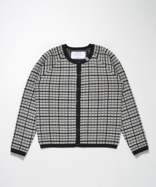 SUPERTHANKS（スーパーサンクス）の「グラフ チェックニットカーディガン/Graph check Knit Cardigan（カーディガン/ボレロ・メンズ・グレー/チャコールグレー/ブラウン/ブラック×ブラック・M/L）」の7枚目の写真