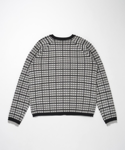SUPERTHANKS（スーパーサンクス）の「グラフ チェックニットカーディガン/Graph check Knit Cardigan（カーディガン/ボレロ・メンズ・グレー/チャコールグレー/ブラウン/ブラック×ブラック・M/L）」の8枚目の写真