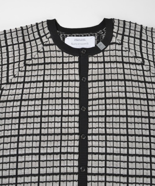 SUPERTHANKS（スーパーサンクス）の「グラフ チェックニットカーディガン/Graph check Knit Cardigan（カーディガン/ボレロ・メンズ・グレー/チャコールグレー/ブラウン/ブラック×ブラック・M/L）」の9枚目の写真