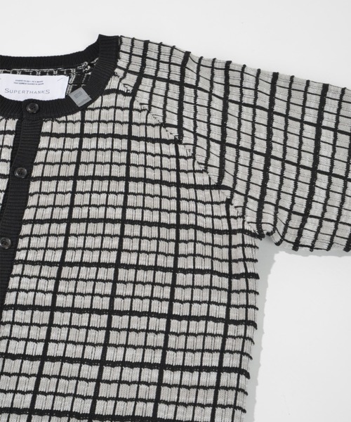 SUPERTHANKS（スーパーサンクス）の「グラフ チェックニットカーディガン/Graph check Knit Cardigan（カーディガン/ボレロ・メンズ・グレー/チャコールグレー/ブラウン/ブラック×ブラック・M/L）」の10枚目の写真