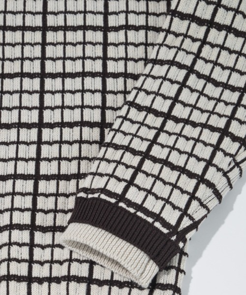 SUPERTHANKS（スーパーサンクス）の「グラフ チェックニットカーディガン/Graph check Knit Cardigan（カーディガン/ボレロ・メンズ・グレー/チャコールグレー/ブラウン/ブラック×ブラック・M/L）」の13枚目の写真