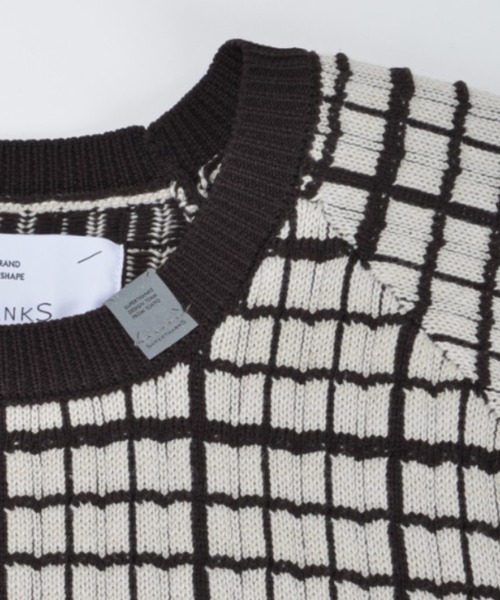 SUPERTHANKS（スーパーサンクス）の「グラフ チェックニットカーディガン/Graph check Knit Cardigan（カーディガン/ボレロ・メンズ・グレー/チャコールグレー/ブラウン/ブラック×ブラック・M/L）」の14枚目の写真
