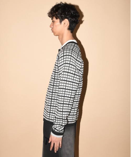 SUPERTHANKS（スーパーサンクス）の「グラフ チェックニットカーディガン/Graph check Knit Cardigan（カーディガン/ボレロ・メンズ・グレー/チャコールグレー/ブラウン/ブラック×ブラック・M/L）」の19枚目の写真