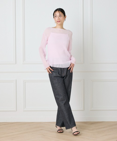 I.T.'S international(イッツインターナショナル)の「シアー楊柳ボートネックプルオーバー(シャツ/ブラウス・レディース・オフホワイト/ミント/ネイビー/ピンク・フリー)」の6枚目の写真