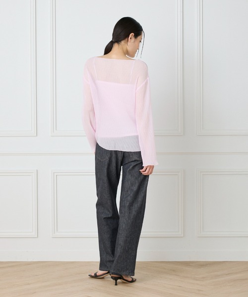 I.T.'S international(イッツインターナショナル)の「シアー楊柳ボートネックプルオーバー(シャツ/ブラウス・レディース・オフホワイト/ミント/ネイビー/ピンク・フリー)」の8枚目の写真