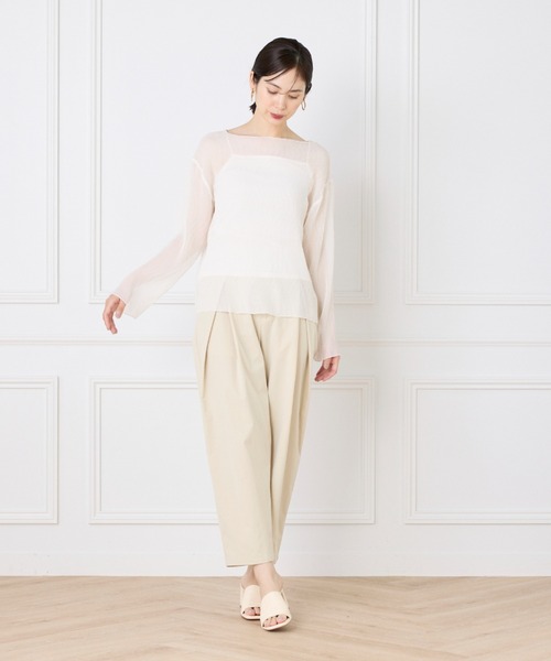 I.T.'S international(イッツインターナショナル)の「シアー楊柳ボートネックプルオーバー(シャツ/ブラウス・レディース・オフホワイト/ミント/ネイビー/ピンク・フリー)」の10枚目の写真