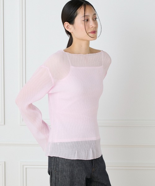 I.T.'S international(イッツインターナショナル)の「シアー楊柳ボートネックプルオーバー(シャツ/ブラウス・レディース・オフホワイト/ミント/ネイビー/ピンク・フリー)」の19枚目の写真