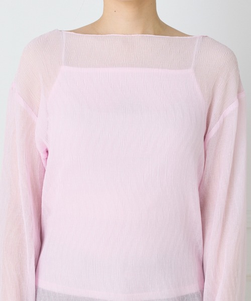 I.T.'S international(イッツインターナショナル)の「シアー楊柳ボートネックプルオーバー(シャツ/ブラウス・レディース・オフホワイト/ミント/ネイビー/ピンク・フリー)」の21枚目の写真