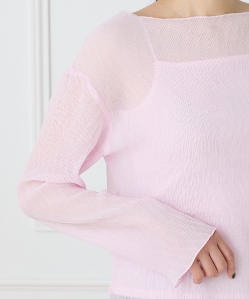 I.T.'S international(イッツインターナショナル)の「シアー楊柳ボートネックプルオーバー(シャツ/ブラウス・レディース・オフホワイト/ミント/ネイビー/ピンク・フリー)」の22枚目の写真